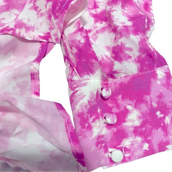 NEW For Love & Lemons Devon Shirt Pink & White Mini Dress Small - Picture 13 of 14